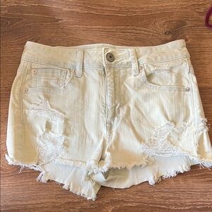 American Eagle Outfitters Distressed Light Blue Jean Shorts - High Rise Shortie